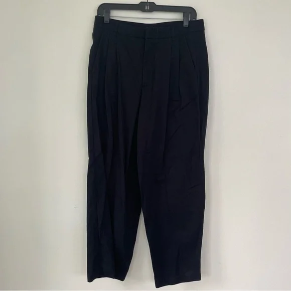 Banana Republic Explorer Nouve Wide Leg Pleated Pants Black 8 Cotton - Picture 4 of 12